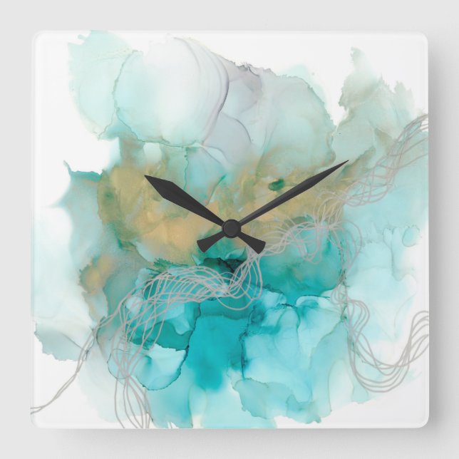 Interwoven Metallics Square Wall Clock (Front)