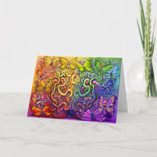 Interwoven Rainbow Party Card (Front)