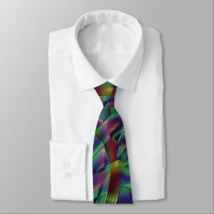 Interwoven tapes of darkened colourful tie