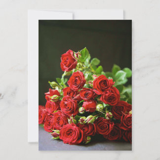 Intimate Close-Up Red Rose Hand-Held Engagement  Invitation