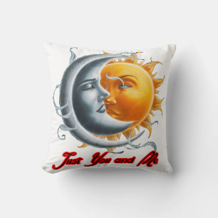 Intimate moment between the Moon and the Sun on a Throw Pillow