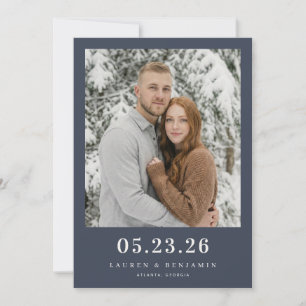 Intimate Navy Minimalist Photo Save The Date