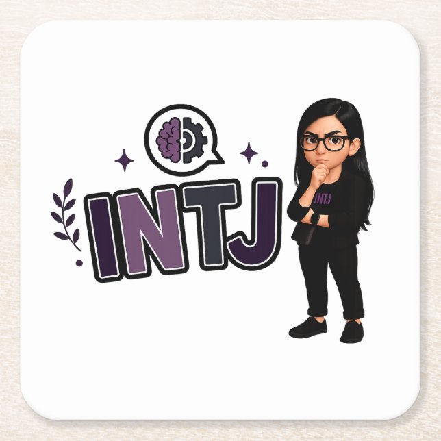 INTJ — The Strategic Visionary Square Paper Coaster (Front)