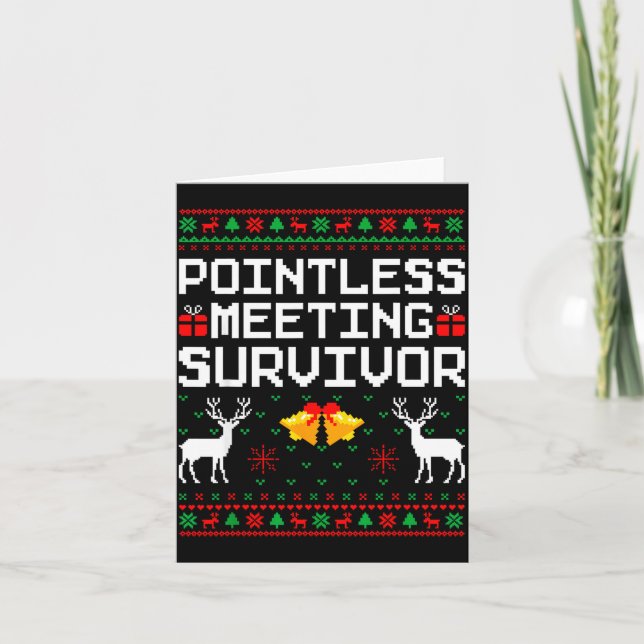 Intless Meeting Survivor Ugly Christmas Sweater Of Card (Front)