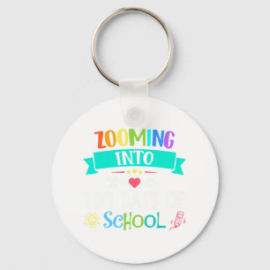 Into 100 Days Of School Teacher Kids Gift Keychain