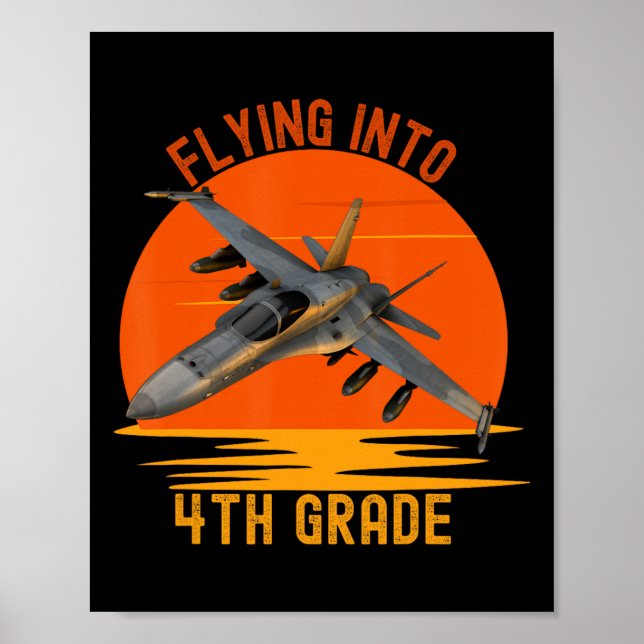 Into 4th Grade Boys Back To School Jet Graphic  Poster (Front)