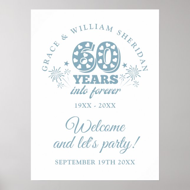 Into Forever 60th Wedding Anniversary Welcome Sign (Front)