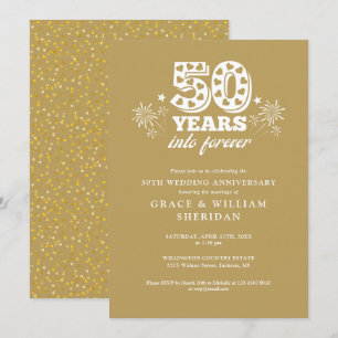 Into Forever Gold 50th Wedding Anniversary Invitation