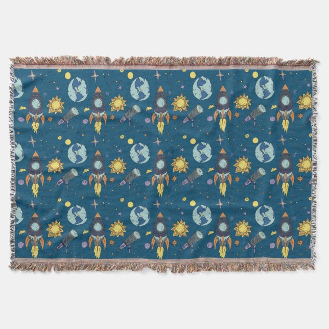 Into Space Cosmos Pattern Throw Blanket (Front)
