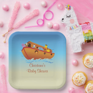 Into The Ark Baby Shower Paper Plate