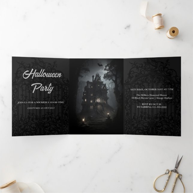 Into the Dark Halloween Party Invitation (Inside)