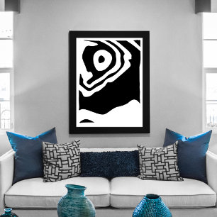 Into the Deep: Abstract Black & White Canvas Print