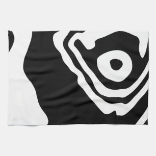 Into the Deep: Abstract Black & White Kitchen Towel