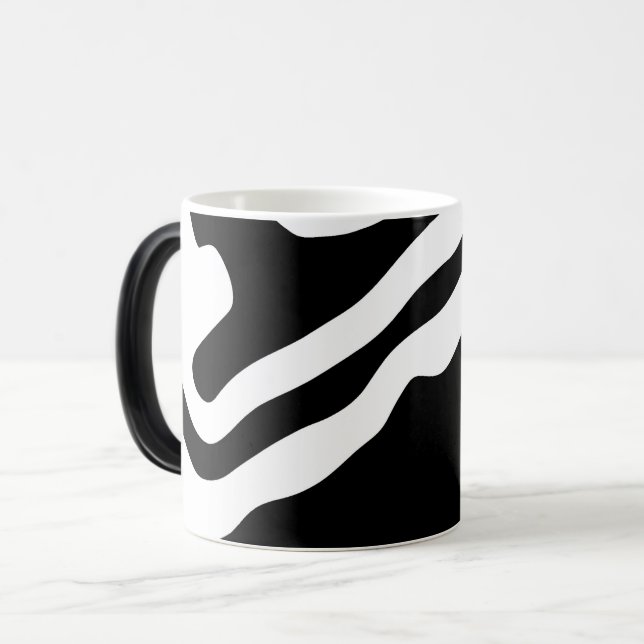 Into the Deep: Abstract Black & White Magic Mug (Front Left)