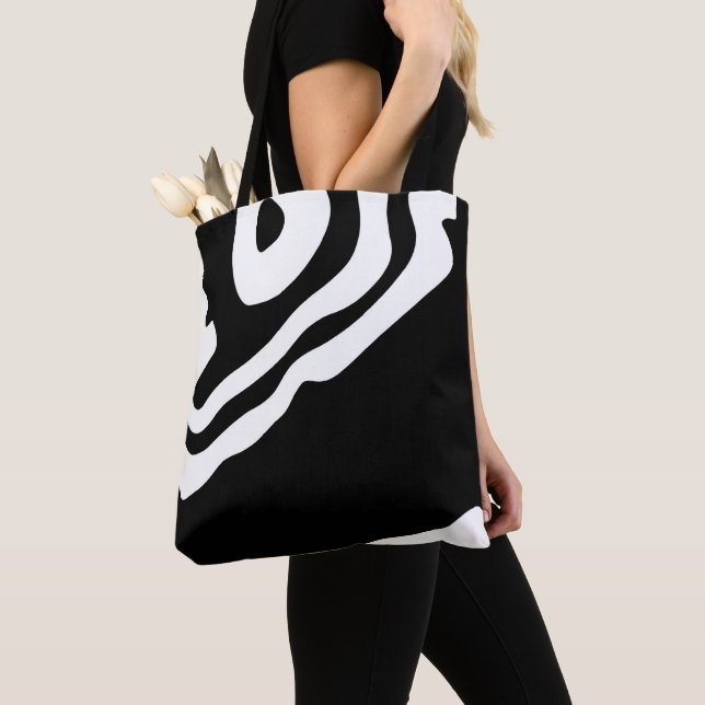 Into the Deep: Abstract Black & White Tote Bag (Close Up)