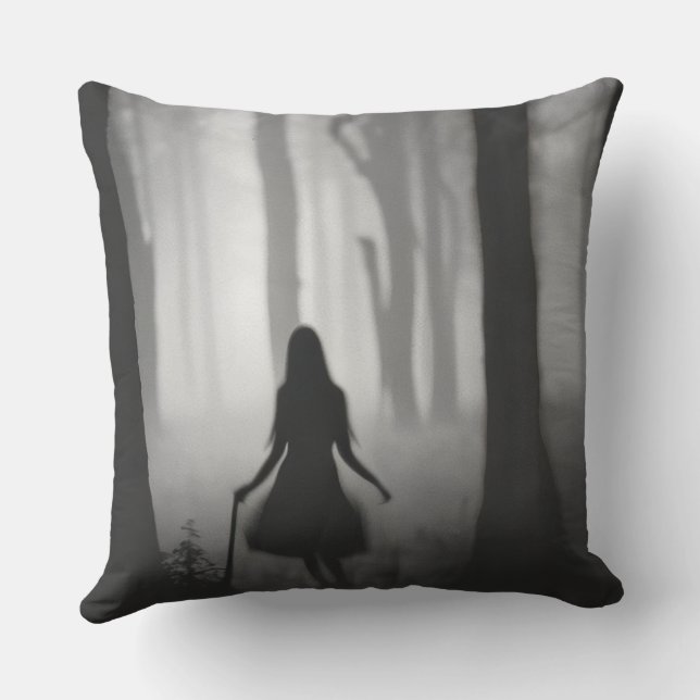 Into the Deep Woods  Throw Pillow (Back)