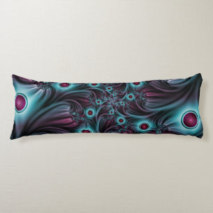 Into the Depth Blue Pink Abstract Fractal Art Body Pillow