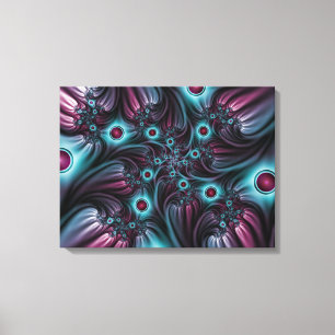 Into the Depth Blue Pink Abstract Fractal Art Canvas Print