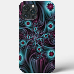 Into the Depth Blue Pink Abstract Fractal Art iPhone 13 Pro Max Case