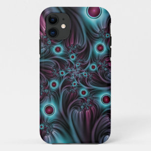 Into the Depth Blue Pink Abstract Fractal Art iPhone 11 Case
