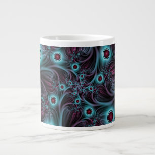 Into the Depth Blue Pink Abstract Fractal Art Large Coffee Mug