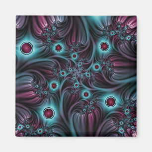 Into the Depth Blue Pink Abstract Fractal Art Magnet