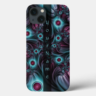 Into the Depth Blue Pink Abstract Fractal Art Name iPhone 13 Case