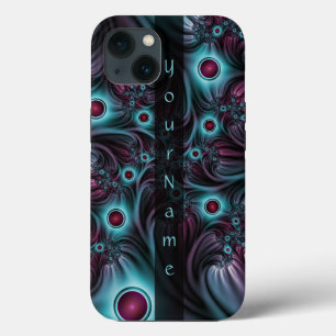 Into the Depth Blue Pink Abstract Fractal Art Name iPhone 13 Case