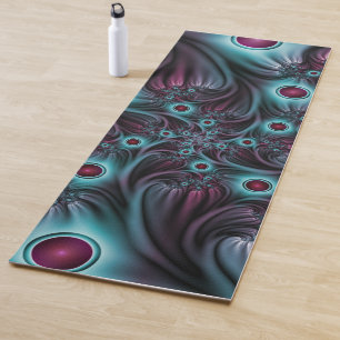 Into the Depth Blue Pink Abstract Fractal Art Yoga Mat