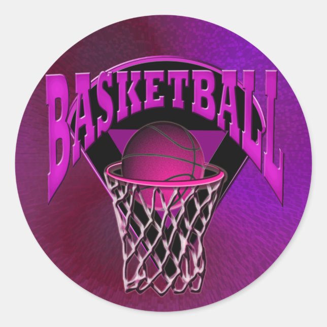 Into The Hoop Basketball and Backboard Classic Round Sticker (Front)