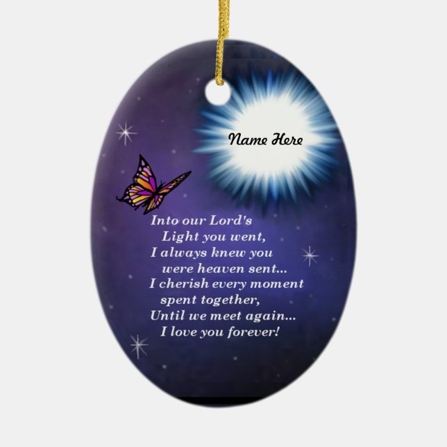 Into The Light Butterfly Ceramic Ornament (Front)