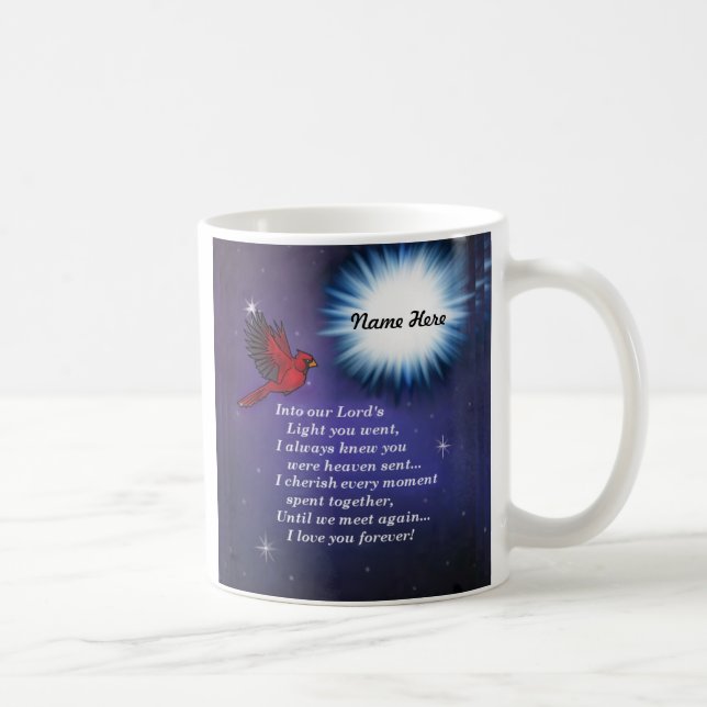 Into the light cardinal coffee mug (Right)