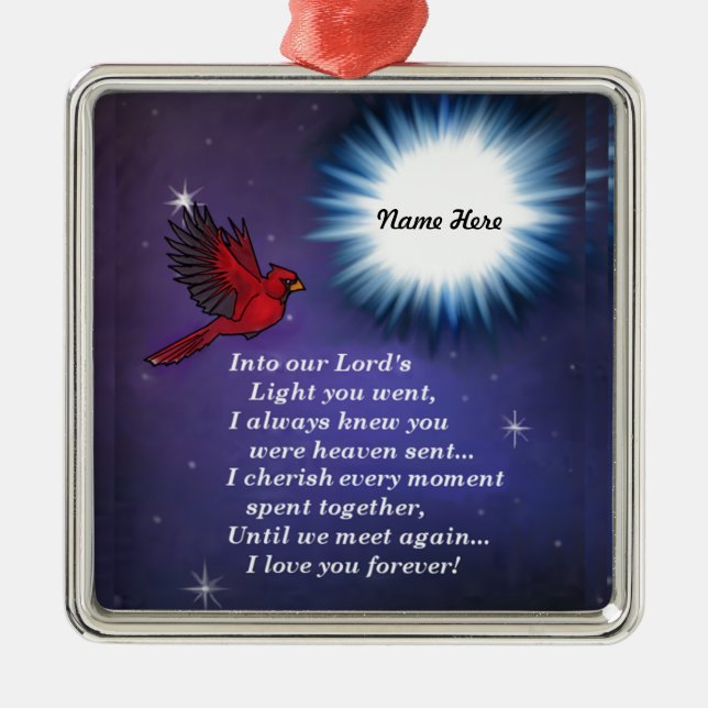 Into the light cardinal metal ornament (Front)
