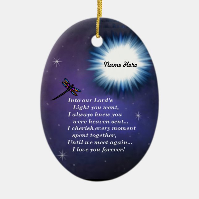 Into The Light Dragonfly Ceramic Ornament (Front)