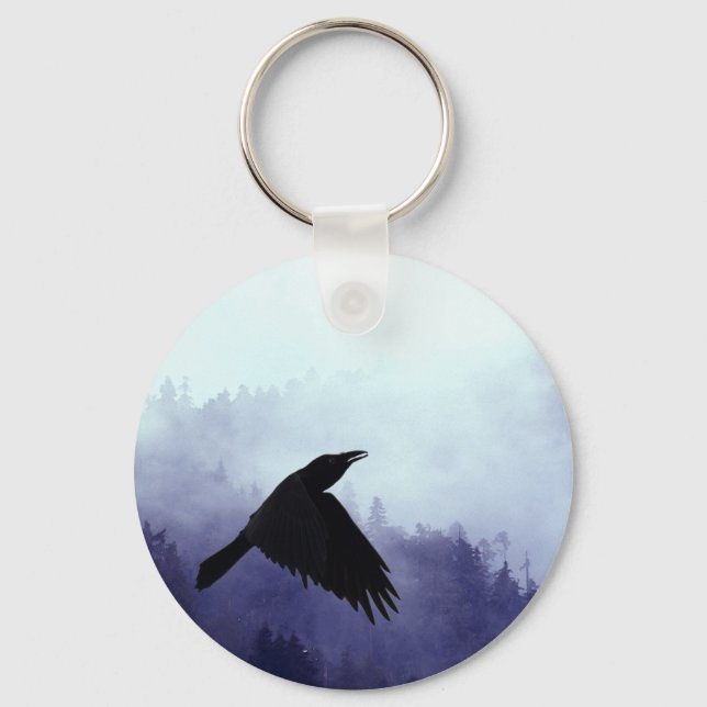 INTO THE MYSTIC Crow & Forest Keychain (Front)