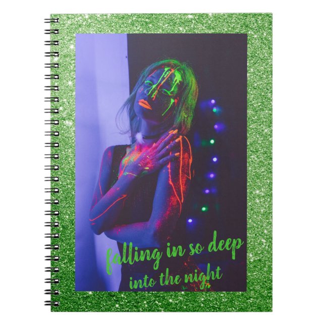Into the Night (Green Background) Grocery Bag Play Notebook (Front)