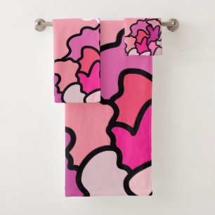 Into The Pink Mid Century Geometric Pattern Art Bath Towel Set