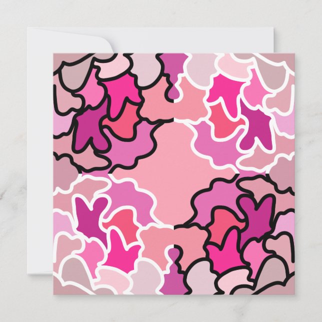Into The Pink Mid Century Geometric Pattern Art Card (Front)