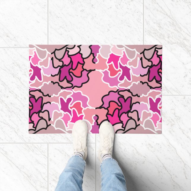Into The Pink Mid Century Geometric Pattern Art Doormat (Indoor)