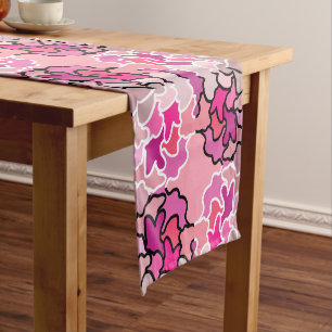 Into The Pink Mid Century Geometric Pattern Art Short Table Runner