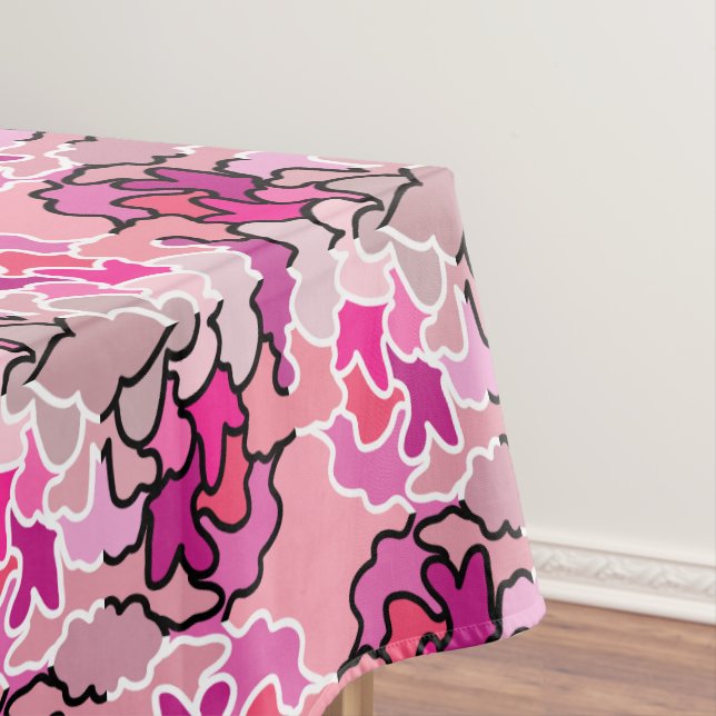 Into The Pink Mid Century Geometric Pattern Art Tablecloth (In Situ)