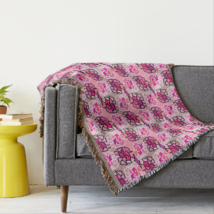 Into The Pink Mid Century Geometric Pattern Art Throw Blanket