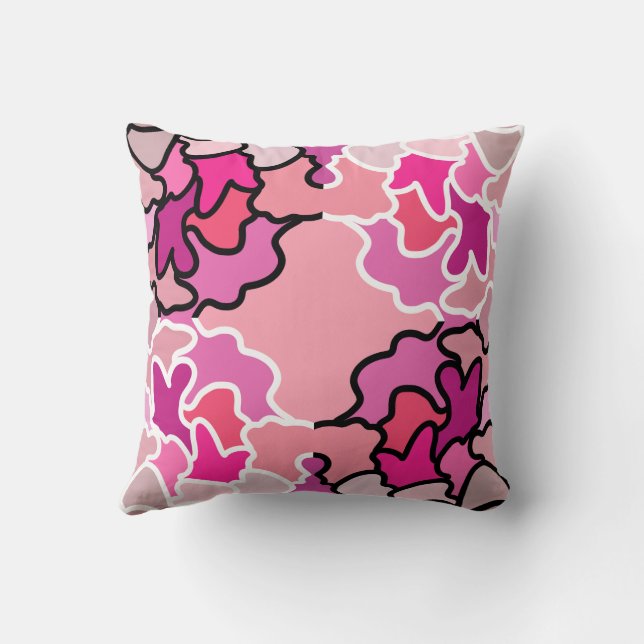 Into The Pink Mid Century Geometric Pattern Art Throw Pillow (Back)