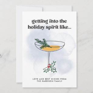  Into the Spirit Whiskey Cocktail Funny Minimal Holiday Card