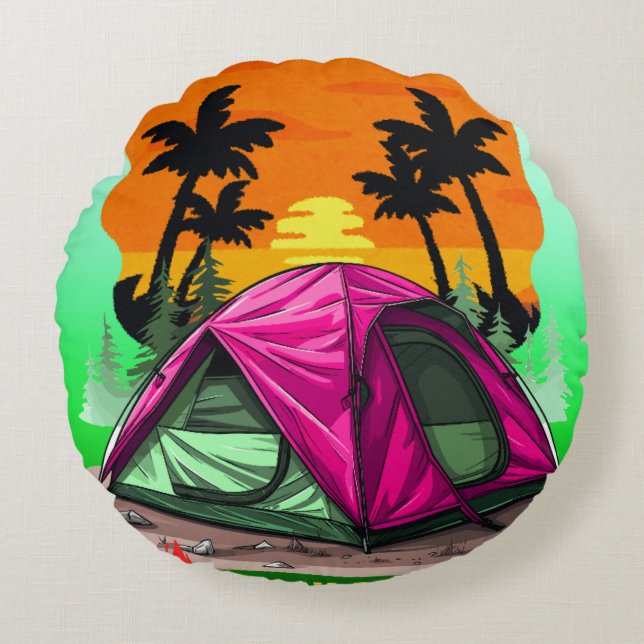 Into the Wild , Retreat and Recharge  Round Pillow (Front)
