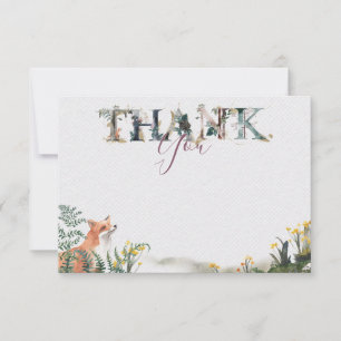 Into the wild Thank you note card with fox