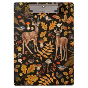 Into the woods/Autumn deer on black Clipboard