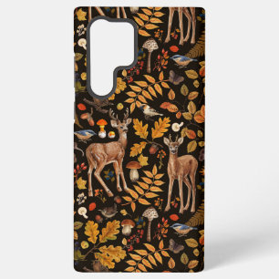 Into the woods/Autumn deer on black Samsung Galaxy Case