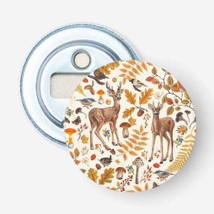 Into the woods/Autumn deer on off white Bottle Opener