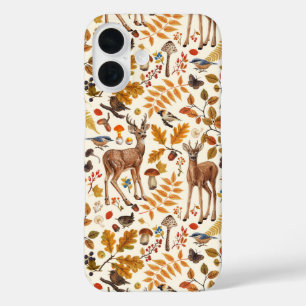 Into the woods/Autumn deer on off white iPhone 16 Case